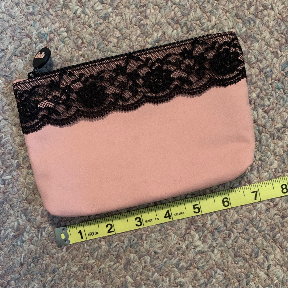 Pink with Black Lace Makeup Bag - Picture 2 of 3